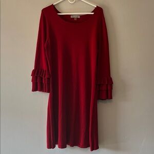Danny and Nicole Red Ruffle Sleeve Dress Women’s XL